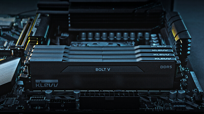 KLEVV BOLT V DDR5 memory installed in a gaming desktop system