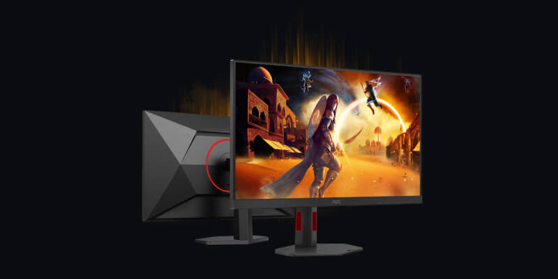 מסך הגיימינג AOC 27G4ZR במבט קדמי ואחורי