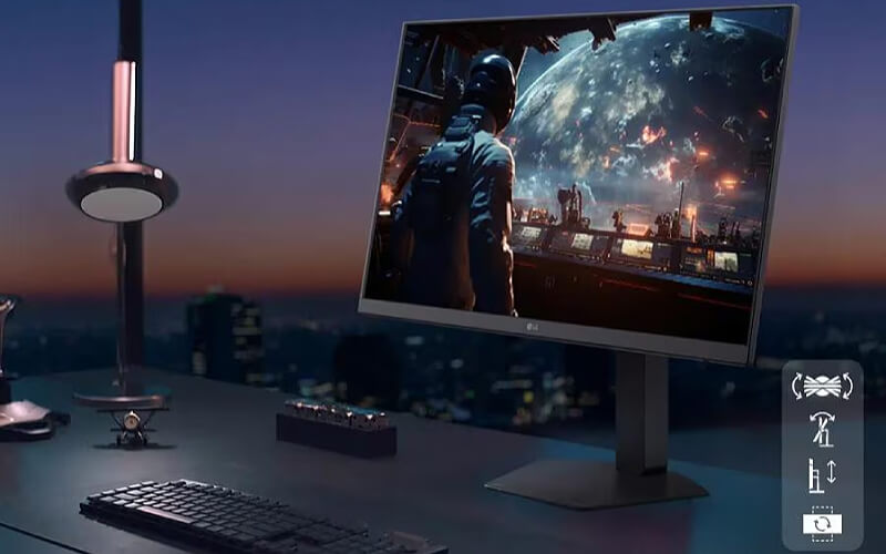 מסך הגיימינג LG 27G440A-B עם כוונון גובה, הטיה, סיבוב ו-Pivot