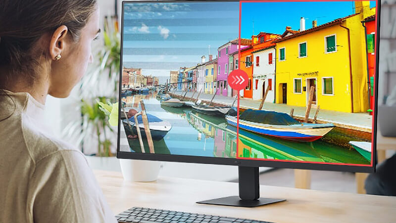 השוואת שיפור תמונה עם HDR במסך LG 27U631A-B
