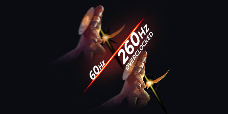 השוואת קצב רענון בין 60Hz ל-260Hz במסך AOC 27G4ZR