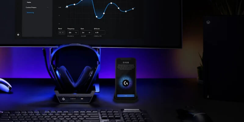 אוזניות Logitech ASTRO A50 Gen5 עם תחנת בסיס, G HUB ואפליקציית שליטה לנייד