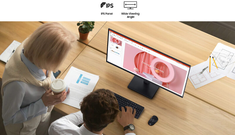פאנל IPS עם זוויות צפייה רחבות במסך Samsung Essential Monitor S3