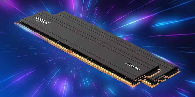מודולי זיכרון Crucial Pro DDR5 עם גופי קירור שחורים