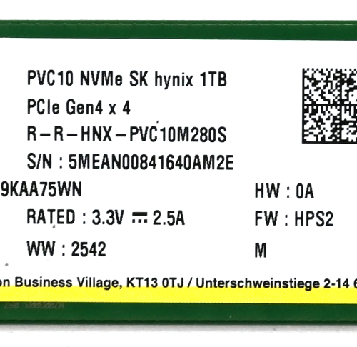 כונן קשיח SK Hynix 1 TB PVC10 M.2 2280 PCIe NVMe SSD HFS001TEM9X169N Gen4 x4