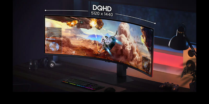 התצוגה האולטרה-רחבה והקעורה של Samsung Odyssey G9 G91F