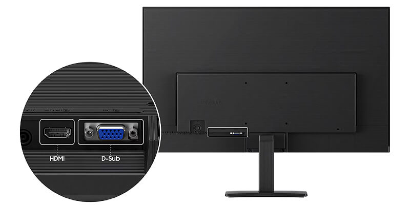 חיבורי HDMI ו-D-Sub במסך Samsung Essential Monitor S3