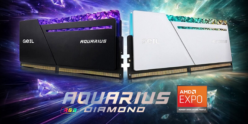 סדרת GeIL AQUARIUS RGB Diamond בגווני Graphite Black ו-Glacier White; המוצר הנמכר הוא בגרסה השחורה