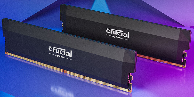 גוף הקירור השחור מאלומיניום של Crucial DDR5 Pro