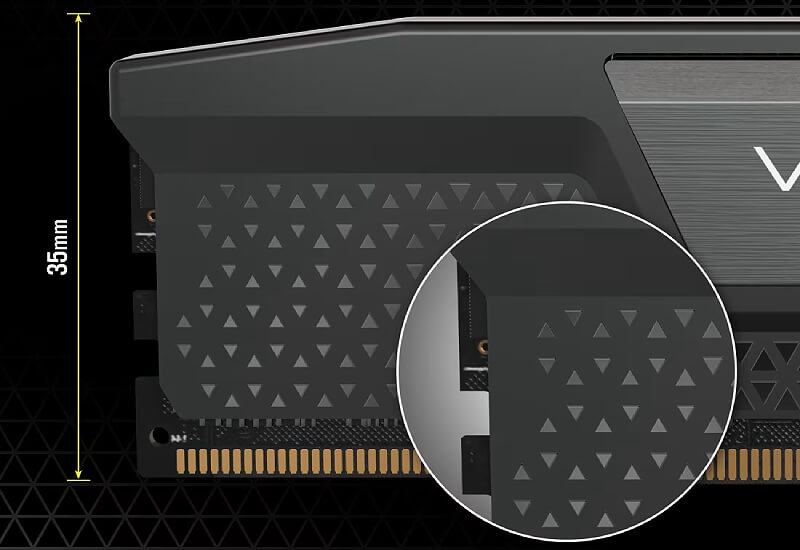 מודול זיכרון Corsair Vengeance DDR5 עם גוף קירור נמוך מאלומיניום בגובה 35 מ״מ